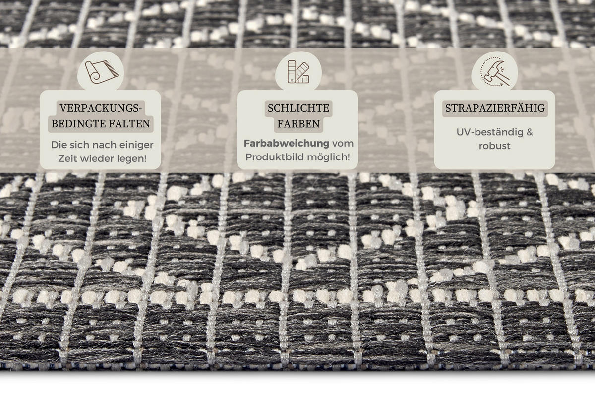 OUTDOORTEPPICH 63/120 cm Clyde Beige, Grau  - Beige/Grau, Design, Kunststoff (63/120cm) - Hanse Home