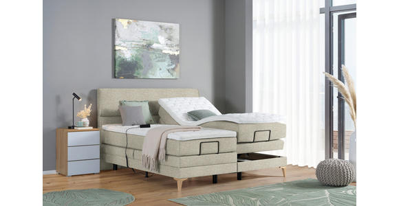 BOXSPRINGBETT 180/200 cm in Beige - Eichefarben/Beige, KONVENTIONELL, Holz/Textil (180/200cm) - Voleo