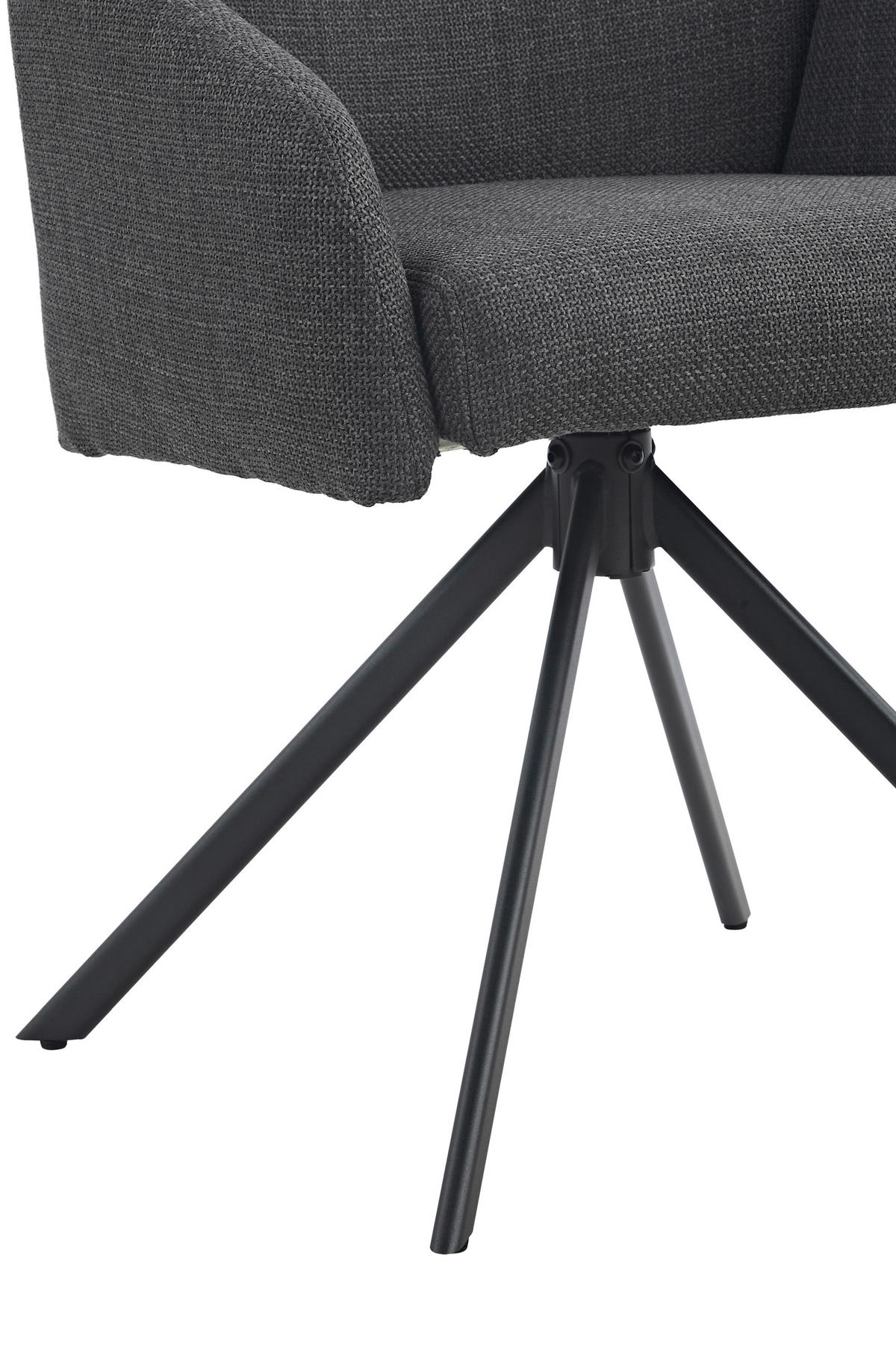 ARMLEHNSTUHL 2 Stück Sitzfläche 360° drehbar, inklusive Armlehnen, gepolsterte Armlehnen Webstoff  Anthrazit  - Anthrazit/Schwarz, MODERN, Textil/Metall (59/84/61cm) - Livetastic