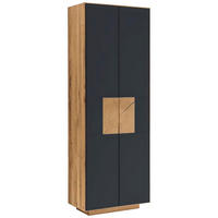 GARDEROBENSCHRANK 72/198/37 cm  - Eichefarben/Anthrazit, MODERN, Glas/Holz (72/198/37cm) - Linea Natura