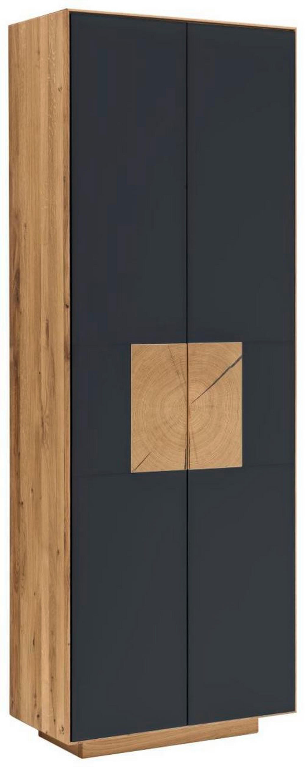 GARDEROBENSCHRANK 72/198/37 cm  - Eichefarben/Anthrazit, MODERN, Glas/Holz (72/198/37cm) - Linea Natura