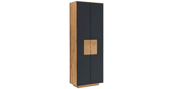 GARDEROBENSCHRANK 72/198/37 cm  - Eichefarben/Anthrazit, MODERN, Glas/Holz (72/198/37cm) - Linea Natura