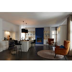 EINBAUKÜCHE   - Nussbaumfarben/Weiß, Design, Holzwerkstoff - Dieter Knoll