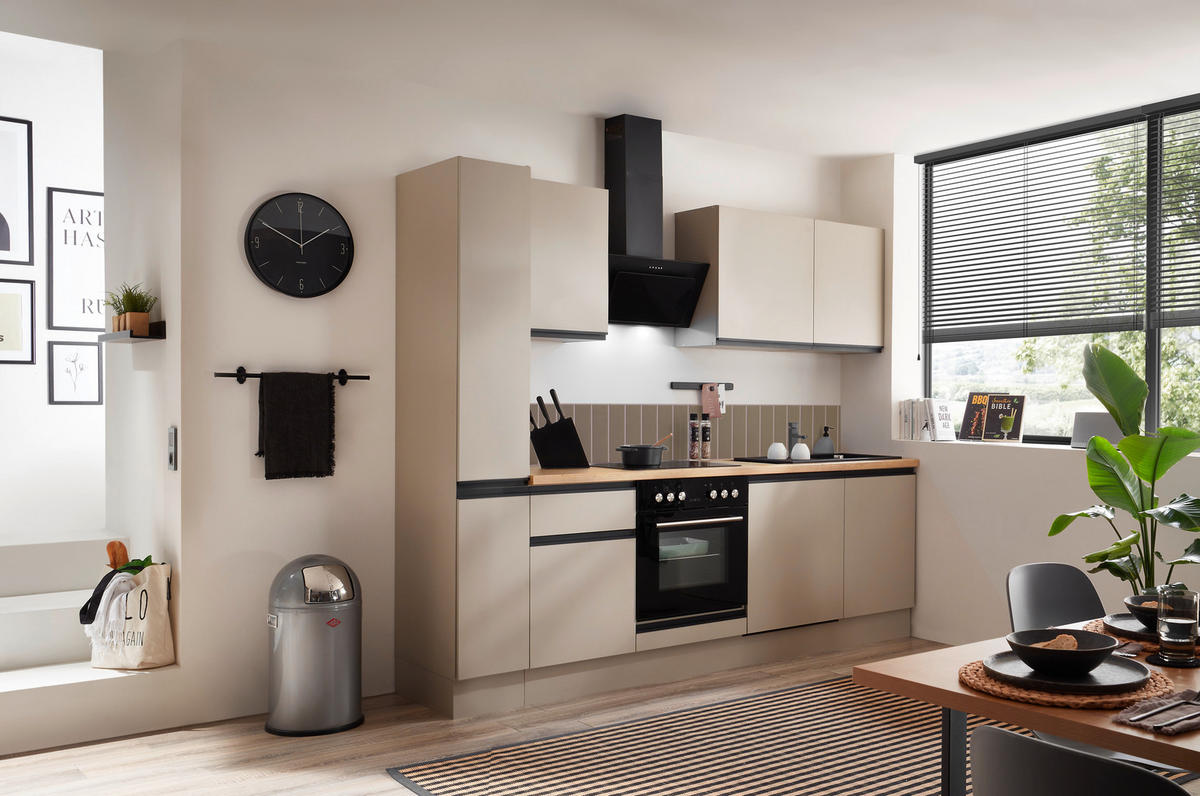 KÜCHENBLOCK 250 cm   in Seidengrau  - Eichefarben/Seidengrau, Trend, Holzwerkstoff/Metall (250cm) - P & B