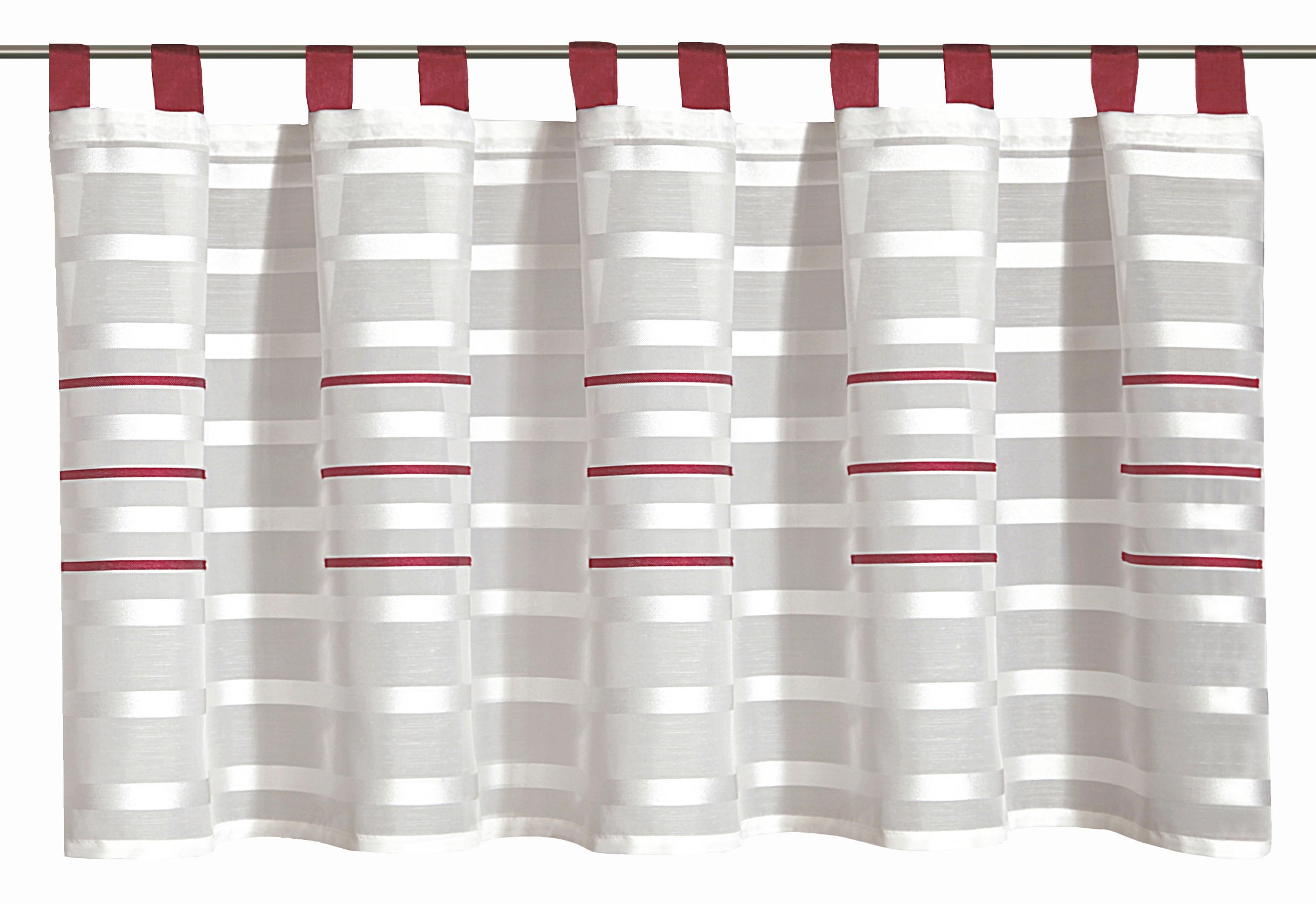 XXXLutz Kurzgardine Rot, Weiß 140x50 cm
