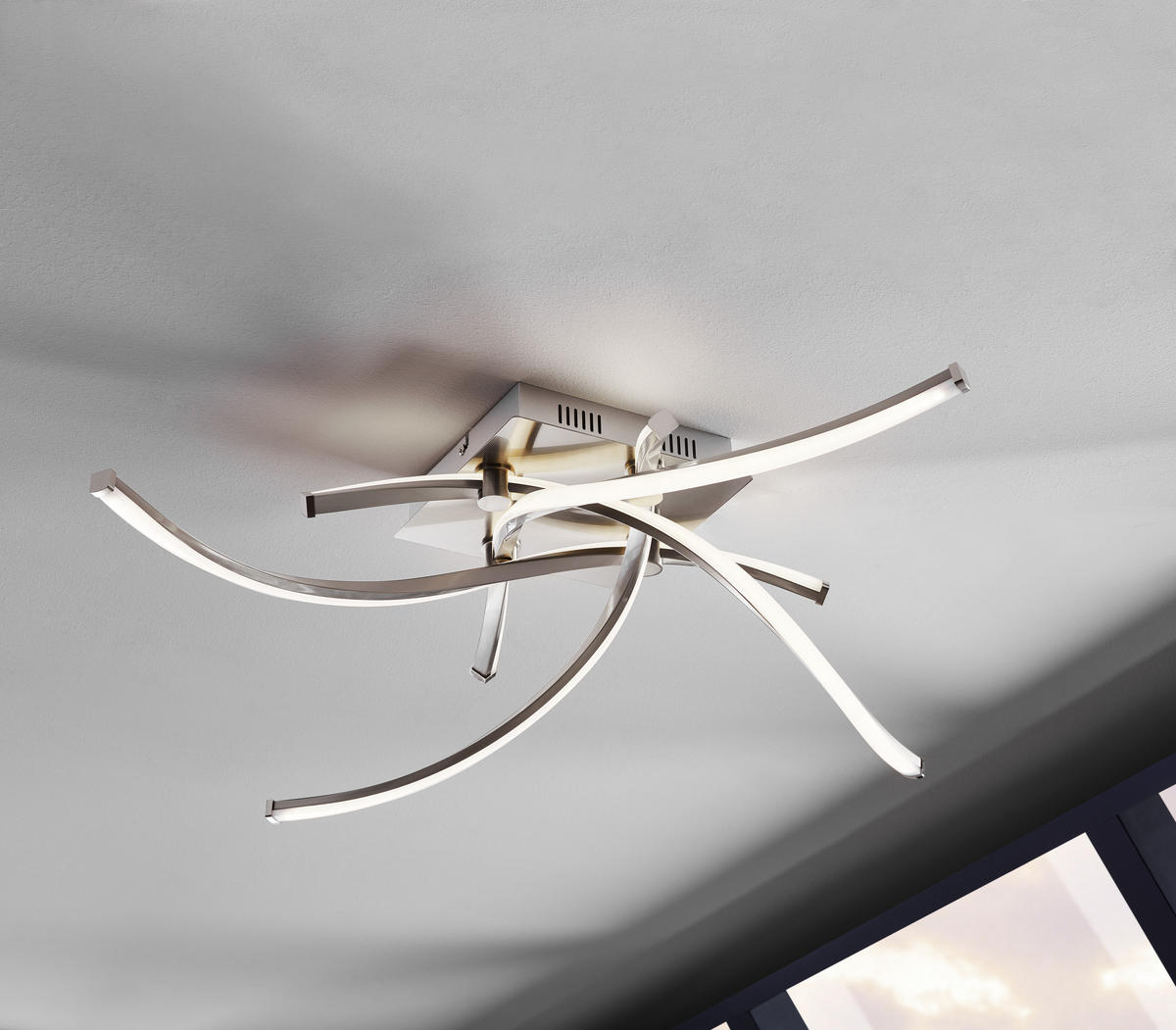 STROPNÍ LED SVÍTIDLO, 78/78/17 cm - barvy niklu, Design, kov (78/78/17cm)