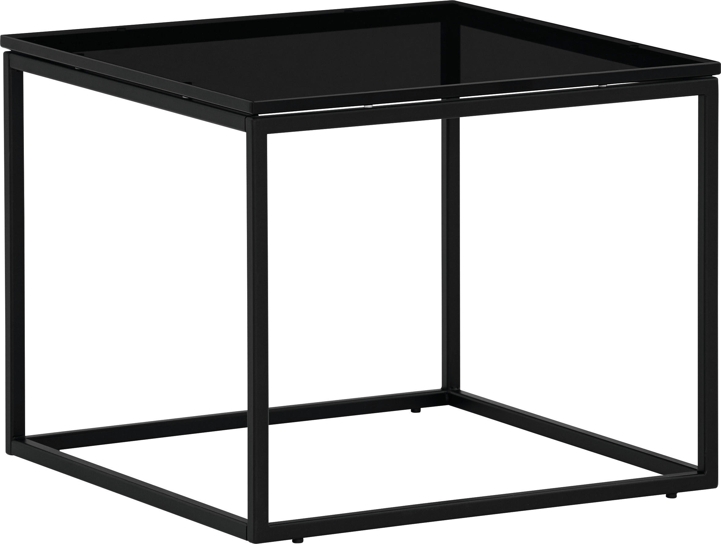 COUCHTISCH in Metall, Glas 47/47/38 cm  - Anthrazit, Design, Glas/Metall (47/47/38cm) - Novel