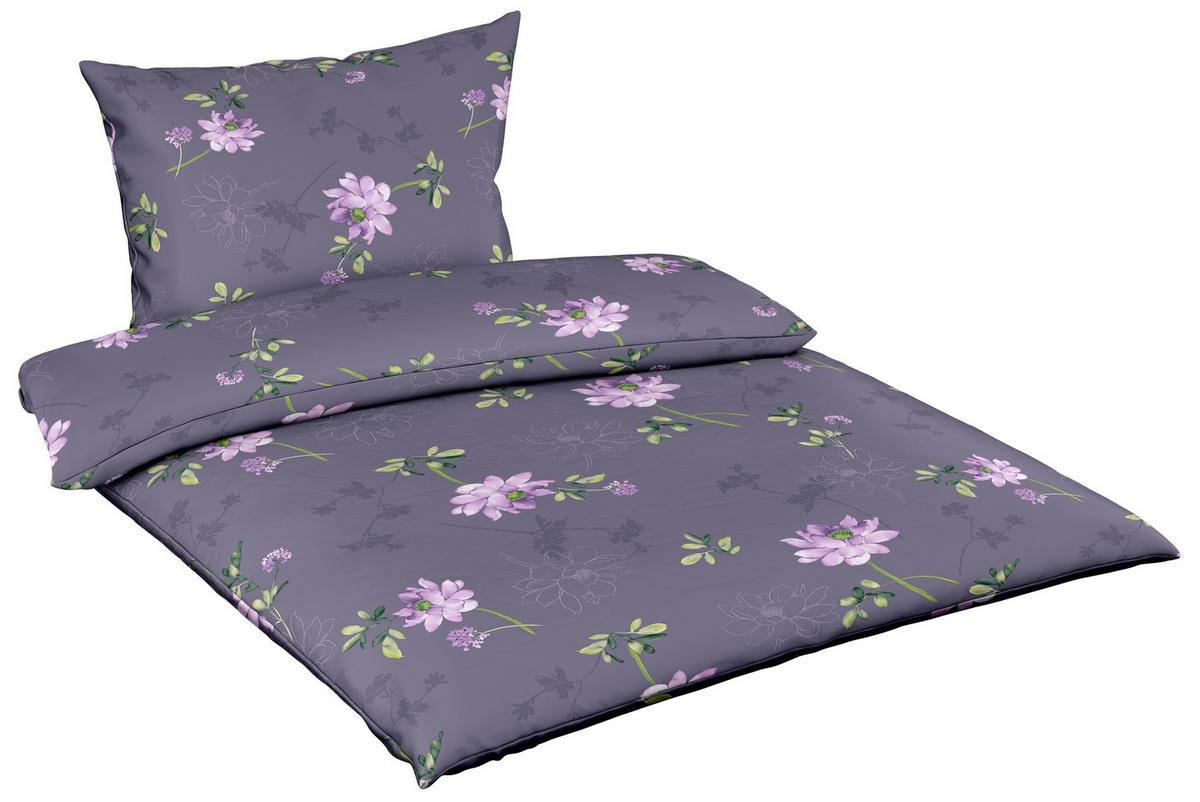 BETTWÄSCHE Makosatin 140/200 cm  - Lila/Mauve, Basics, Textil (140/200cm) - Fleuresse
