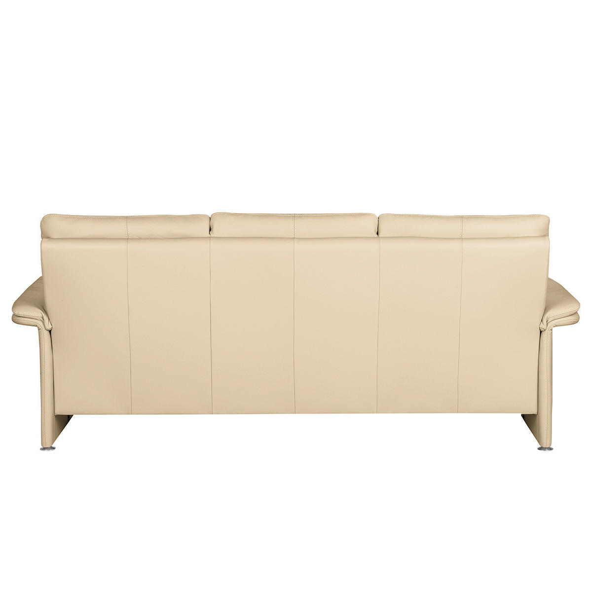 3-SITZER-SOFA Echtleder Beige  - Beige/Silberfarben, Design, Leder/Metall (214/90/88cm) - Livetastic