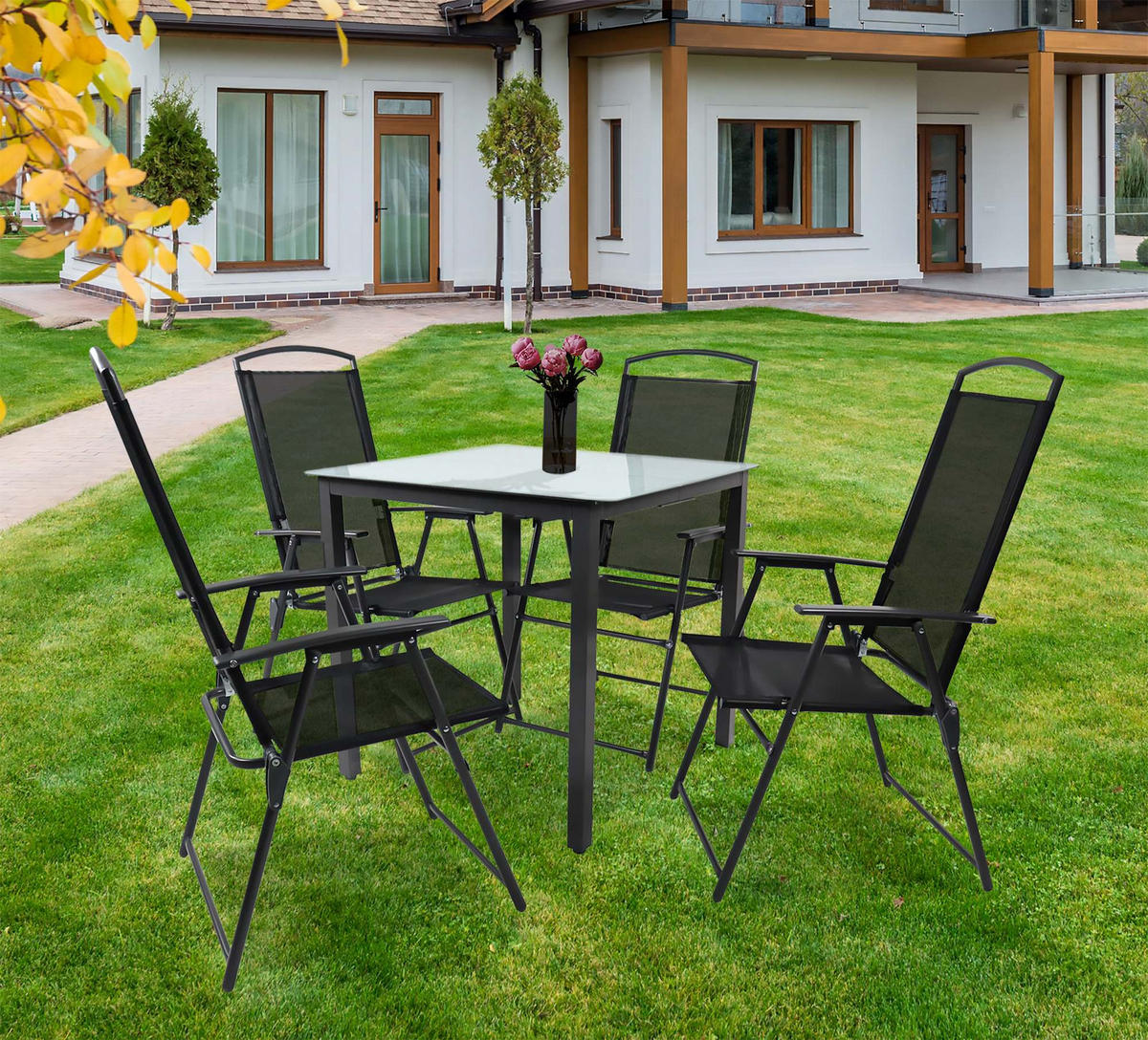 GARTENTISCHGRUPPE   - Anthrazit, Basics, Glas/Textil - Gardenson