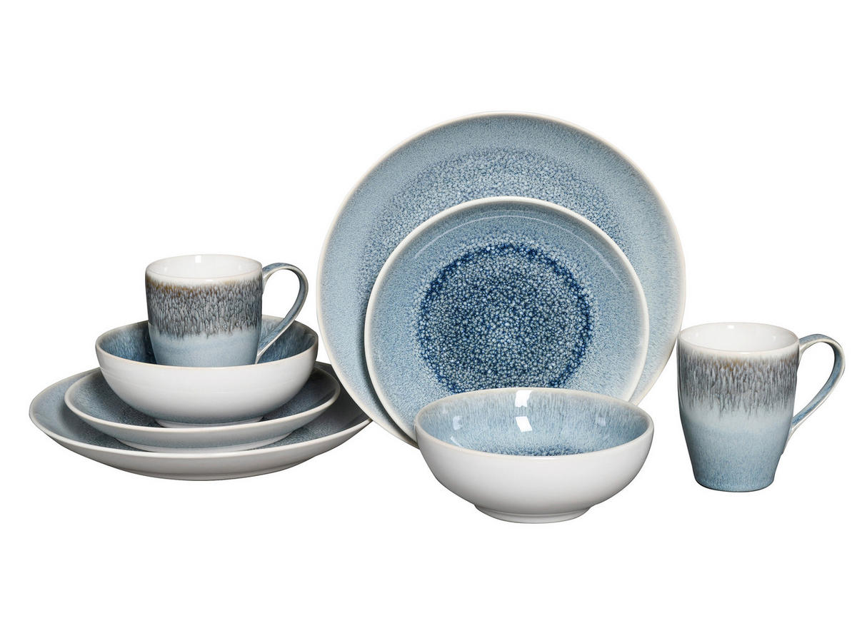 KOMBISERVICE Caldera Eisblau 8-teilig  - Weiß/Hellblau, Basics, Keramik - Creatable