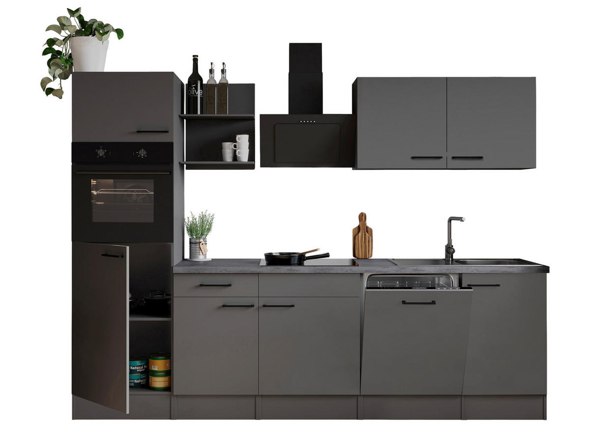 MODULKÖK 280 cm   i grå  - grå, Trend, metall/trämaterial (280cm) - Respekta