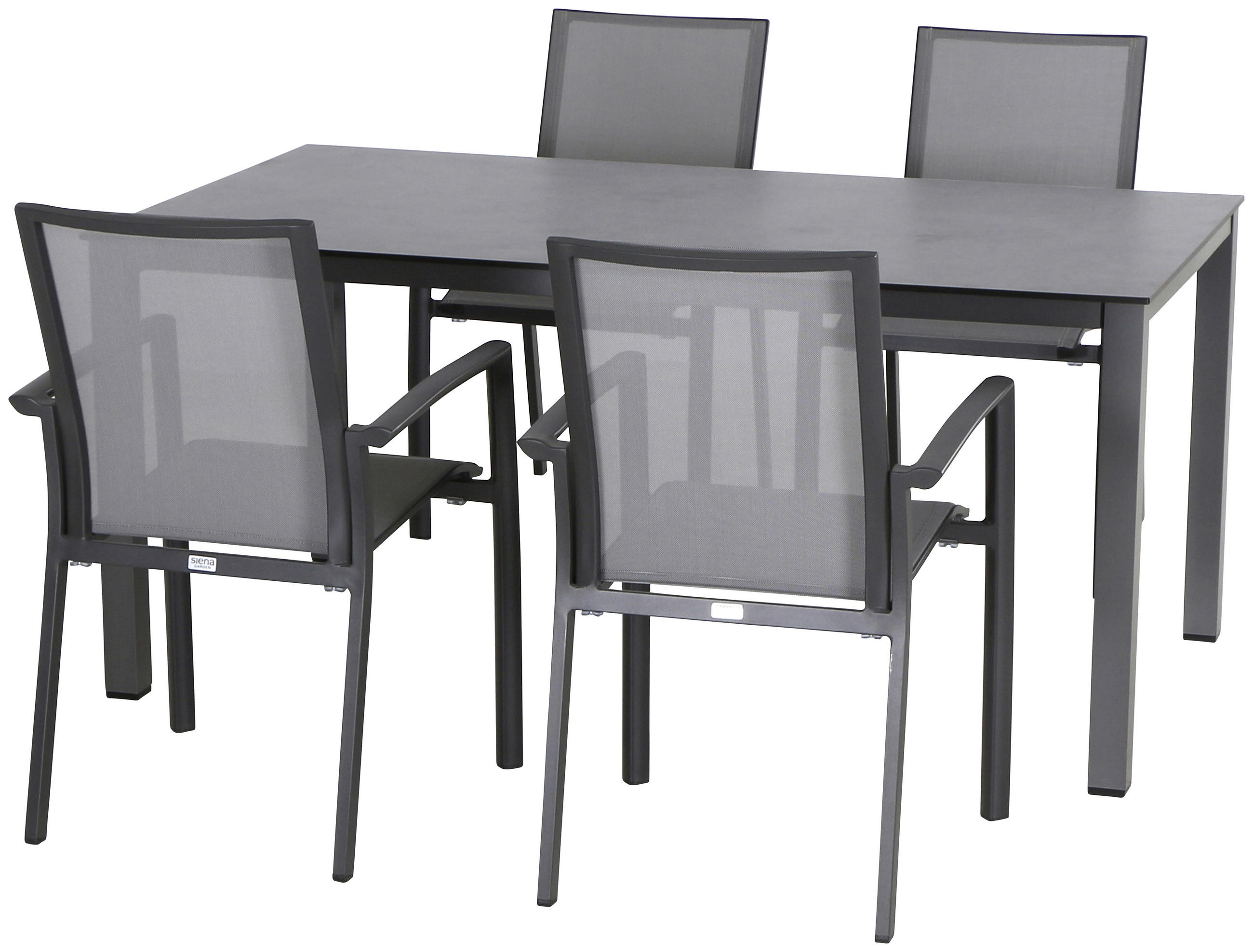 GARTENTISCHGRUPPE Aluminium  - Anthrazit/Schwarz, KONVENTIONELL, Keramik/Textil - Gardenson