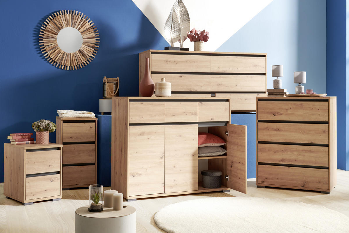 KOMMODE 40/120/48 cm  in Anthrazit, Eichefarben  - Eichefarben/Anthrazit, Design, Holzwerkstoff/Kunststoff (40/120/48cm) - Carryhome