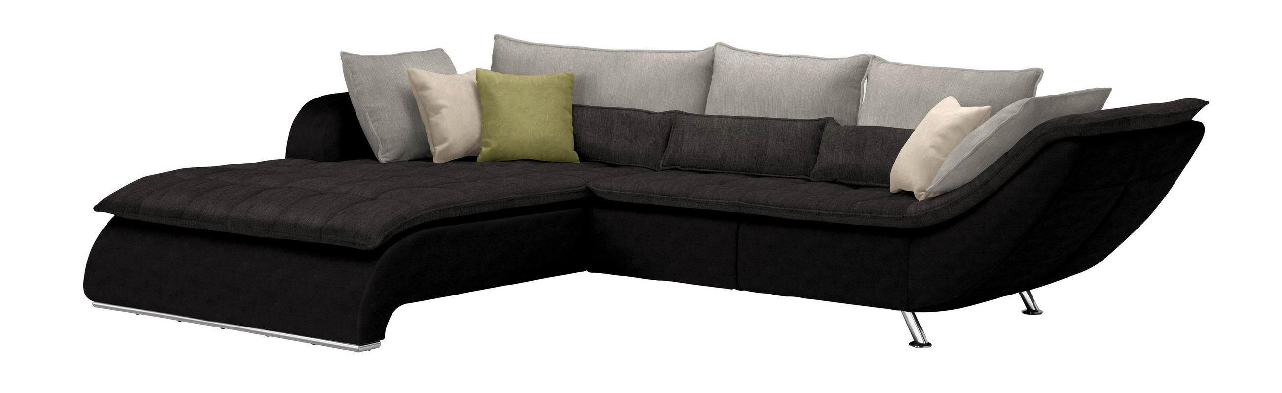 HÖRNSOFFA i grå, svart  - mörkgrå/grön, Design, metall/textil (220/300cm) - Livetastic