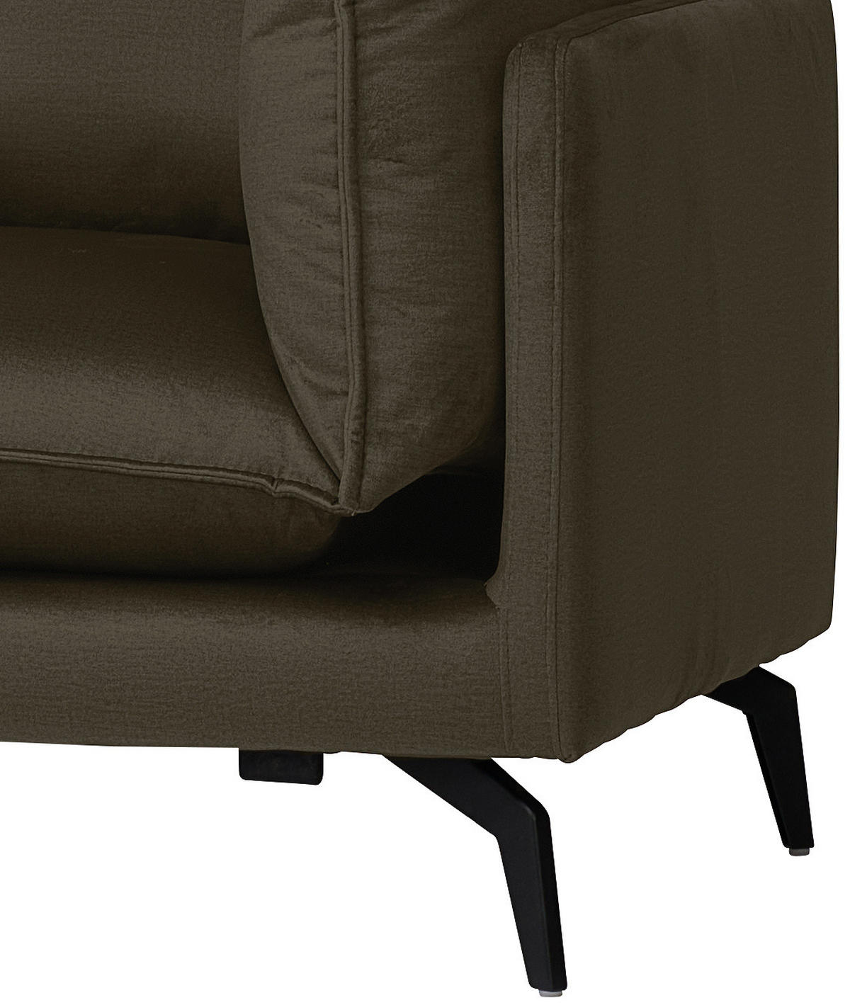 ECKSOFA in Samt Braun  200/241 cm  - Schwarz/Braun, Design, Textil/Metall (200/241cm) - Carryhome