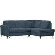 ECKSOFA in Chenille Blau  - Blau/Schwarz, MODERN, Holz/Textil (241/184cm) - Carryhome