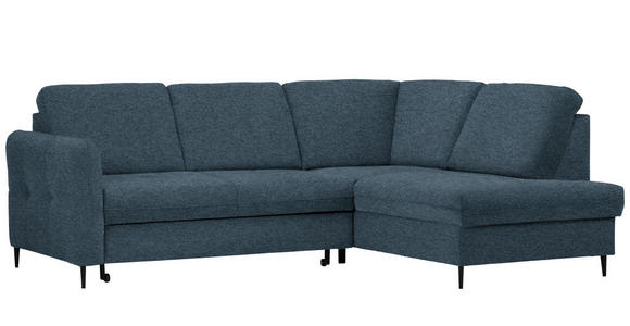 ECKSOFA in Chenille Blau  - Blau/Schwarz, MODERN, Holz/Textil (241/184cm) - Carryhome