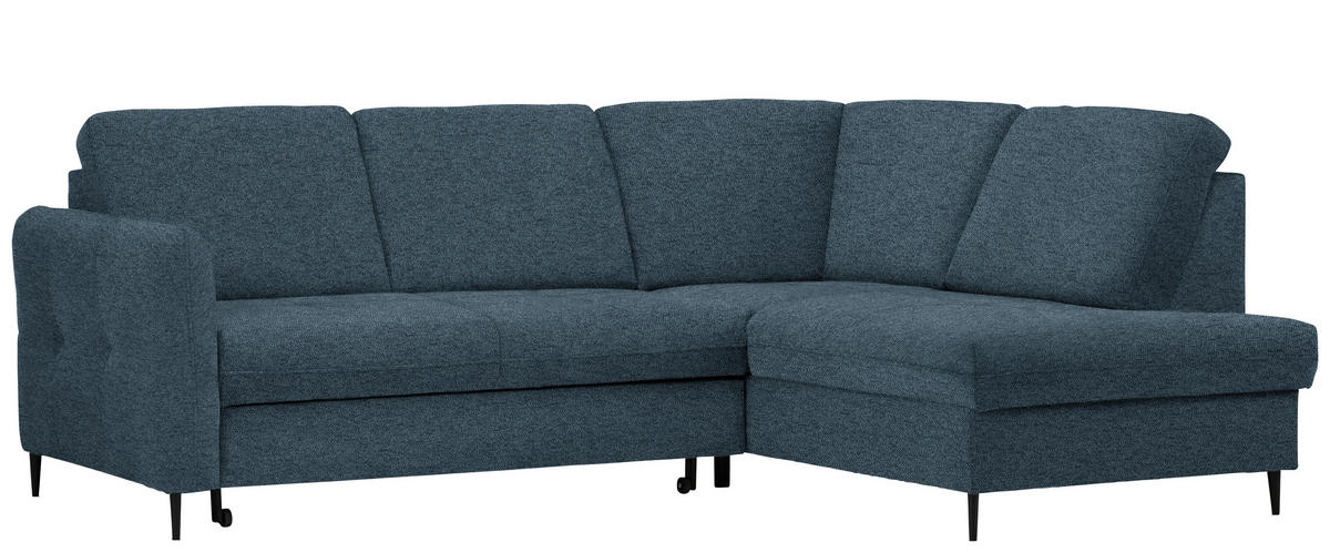 ECKSOFA in Chenille Blau  - Blau/Schwarz, Modern, Holz/Textil (241/184cm) - Carryhome