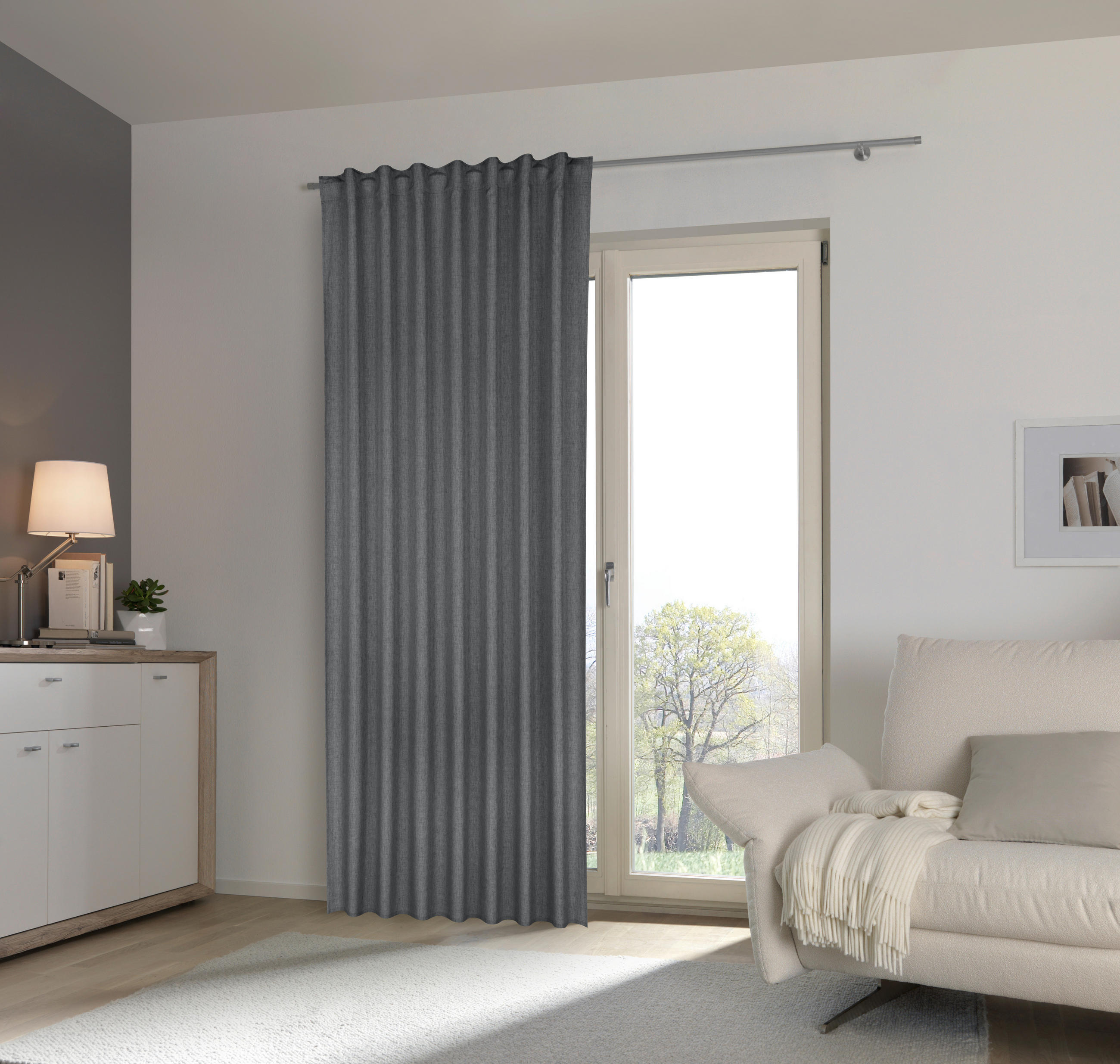 FERTIGVORHANG blickdicht  - Dunkelgrau, Design, Textil (130/300cm) - Esposa