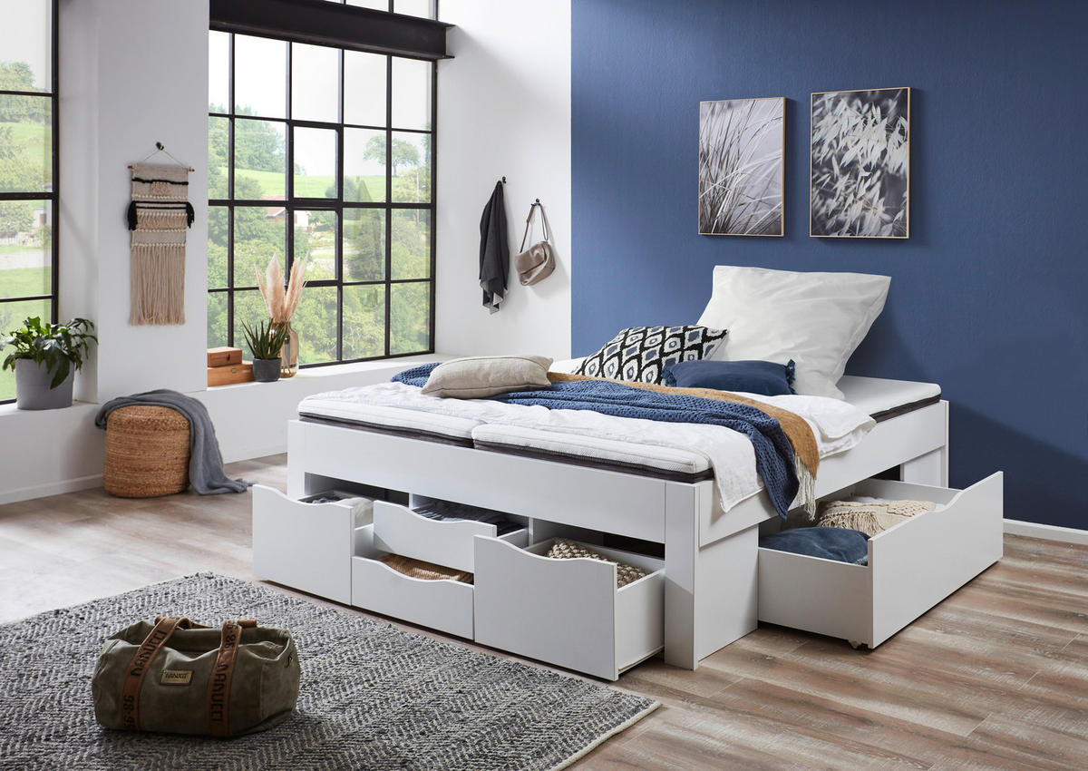STAURAUMBETT 180/200 cm  in Weiß  - Weiß, KONVENTIONELL, Holzwerkstoff (180/200cm) - Boxxx