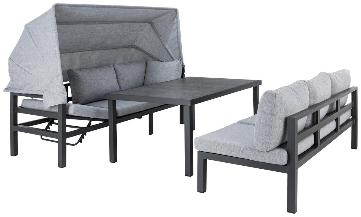 LOUNGEGRUPP 17 delar  - mörkgrå/ljusgrå, Design, metall/glas (200/260cm) - Amatio