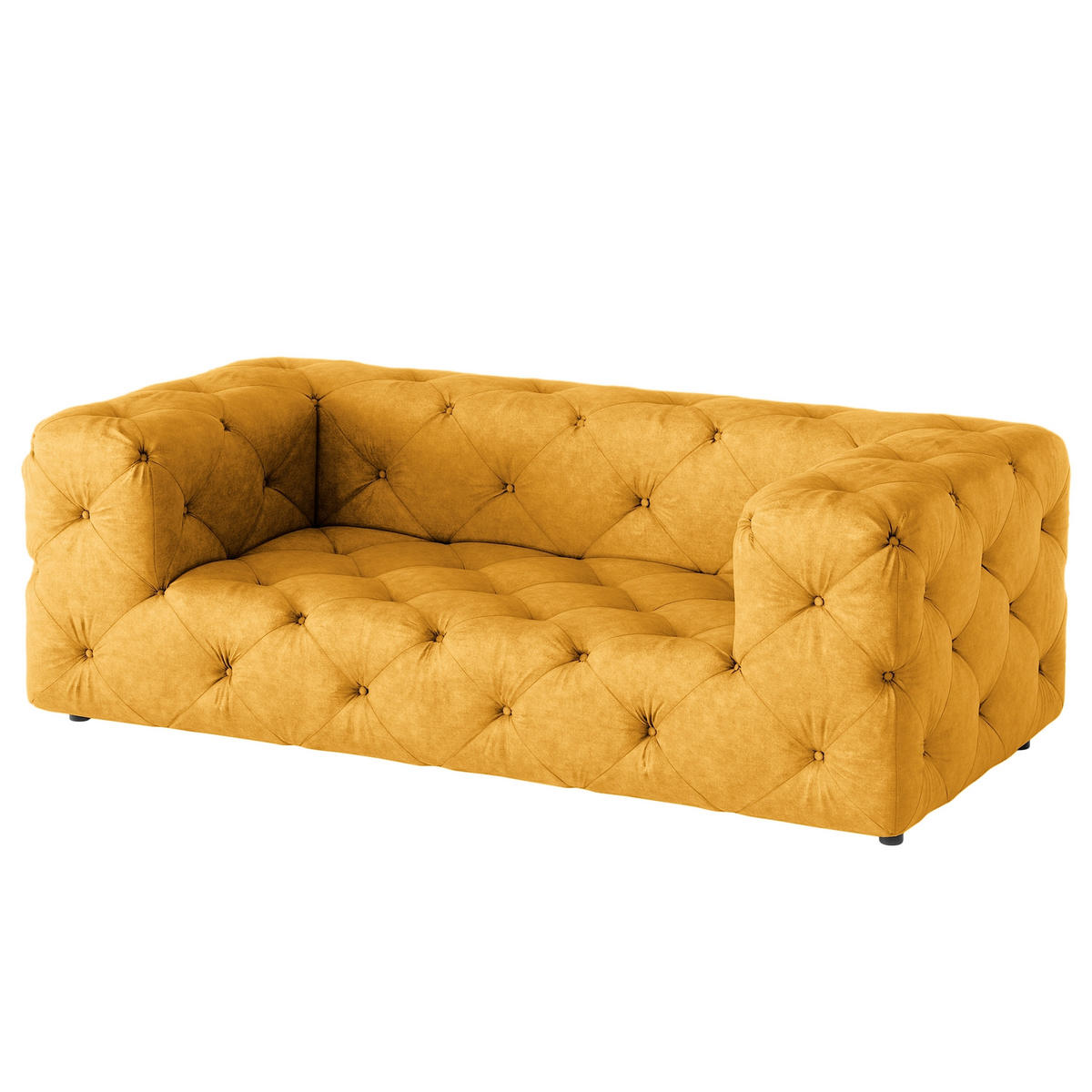 2-SITZER-SOFA Fresco Mikrofaser Senfgelb  - Senfgelb/Schwarz, Design, Kunststoff/Textil (193/71/100cm) - P & B