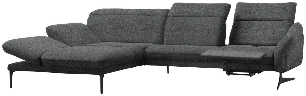 ECKSOFA in Webstoff Grau  - Anthrazit/Grau, Design, Textil/Metall (203/299cm) - Himolla
