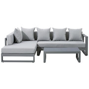 LOUNGEGARNITUR 13-teilig - Hellgrau, Basics, Glas/Textil (180/248cm) - Amatio