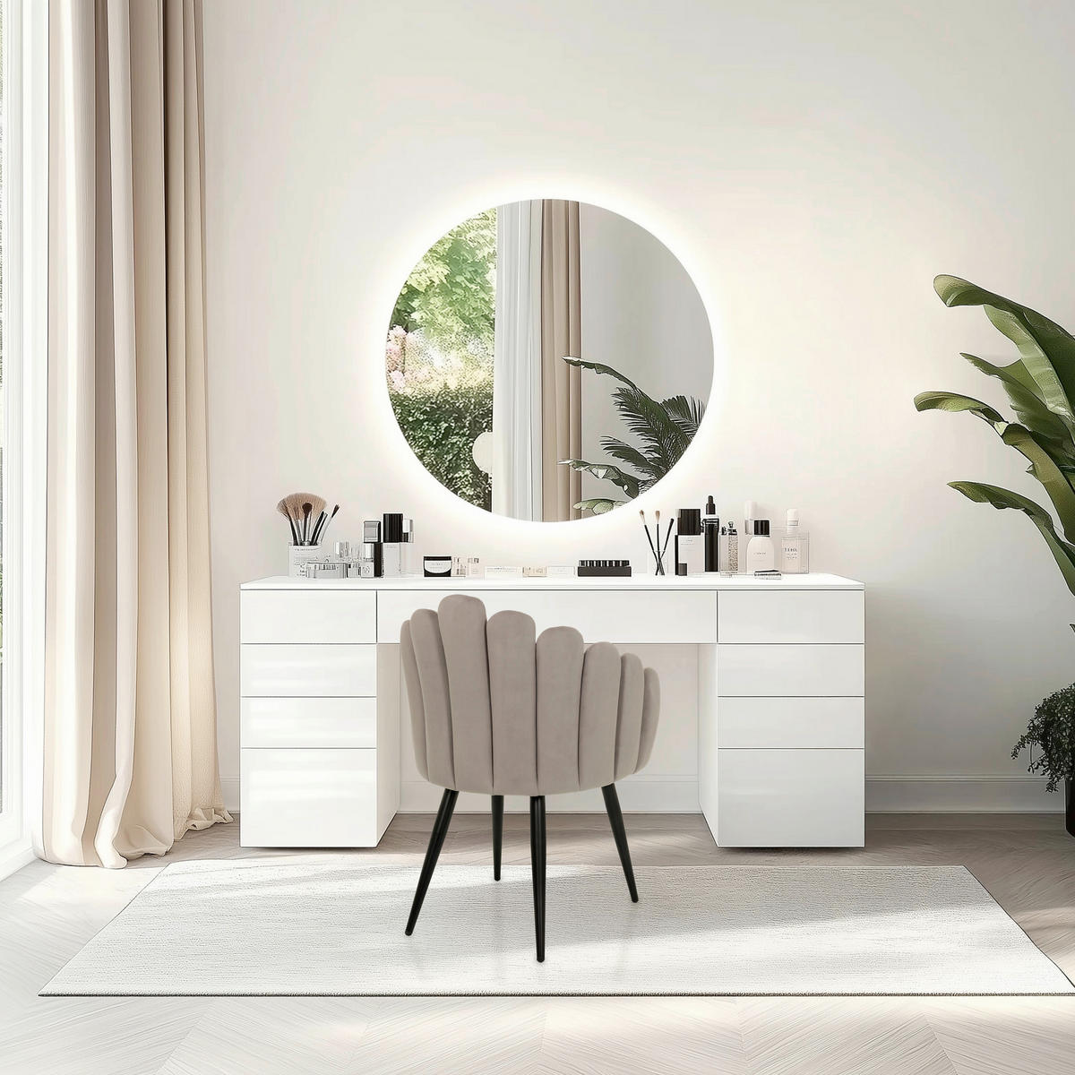 STOL MED ARMSTÖD sammet  - grå, Modern, metall/textil (63/84/56cm) - MID.YOU