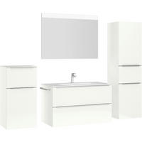 BADEZIMMER 5-teilig  in 191 cm  - Edelstahlfarben/Weiß Hochglanz, MODERN, Glas/Holzwerkstoff (191cm) - Nobilia