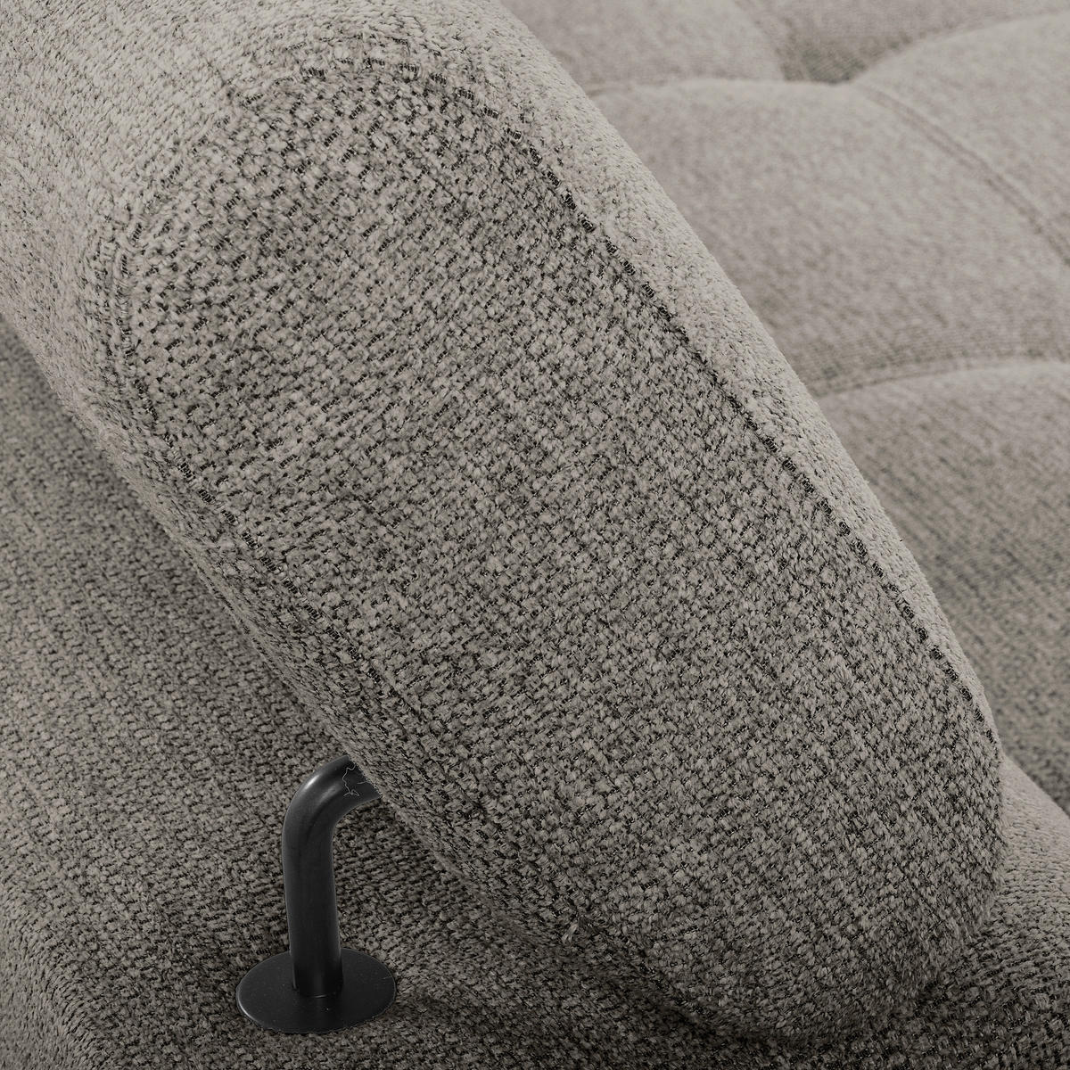 ECKSOFA TORINO Graphitfarben Chenille Bettkasten, Kopfteilverstellung  - Schwarzchrom/Graphitfarben, Design, Textil/Metall (247/173cm) - Livetastic