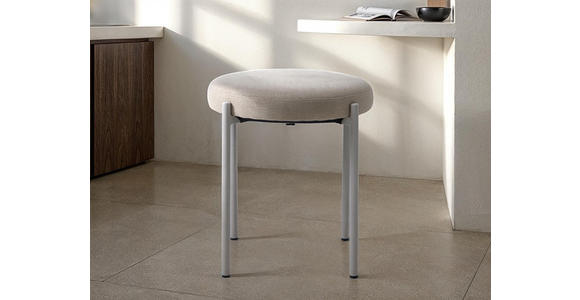 HOCKER Webstoff Sandfarben, Beige - Sandfarben/Beige, Basics, Textil/Metall (43,5/48/43,5cm) - Xora