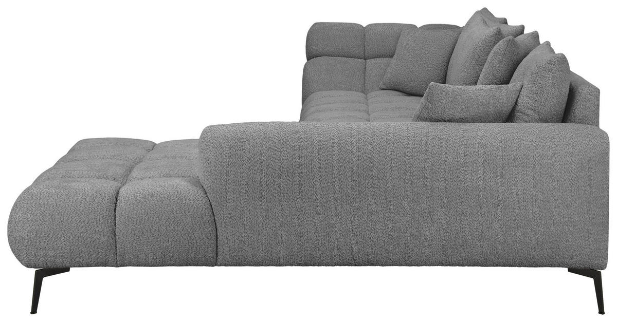 ECKSOFA 318/217 cm  in Bouclé Grau Zierkissen, Rückenkissen, Rücken echt  318/217 cm  - Schwarz/Grau, MODERN, Textil/Metall (318/217cm) - Carryhome