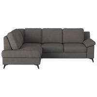 ECKSOFA Flachgewebe Dunkelgrau  - Dunkelgrau/Schwarz, Konventionell, Textil/Metall (170/242cm) - Cotta