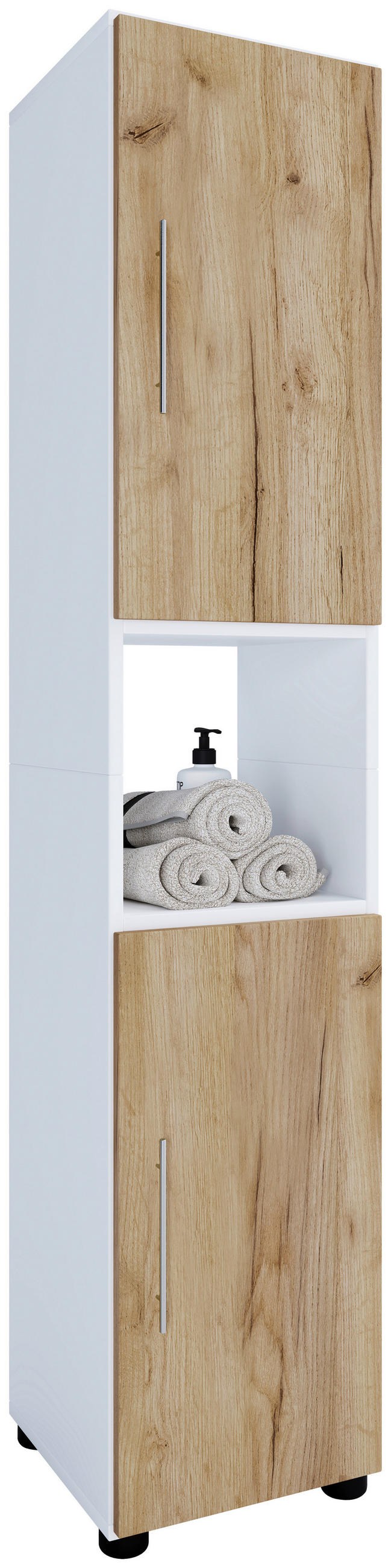 HOCHSCHRANK 31/160/30 cm - Honigeiche/Silberfarben, MODERN, Holzwerkstoff/Kunststoff (31/160/30cm) - MID.YOU