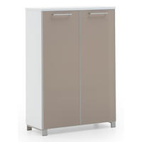 SCHUHSCHRANK Weiß, Taupe  - Taupe/Chromfarben, Design, Glas/Holzwerkstoff (84/126/37cm)
