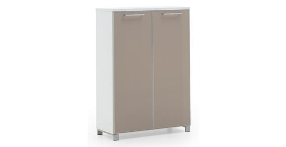 SCHUHSCHRANK Santina in 84/126/37 cm - Taupe/Chromfarben, Design, Glas/Holzwerkstoff (84/126/37cm) - Novel