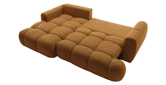 ECKSOFA Dunkelgelb Struktur Rückenkissen, Bettkasten, Schlaffunktion, Rücken echt, Liegefläche im Originalstoff  - Dunkelgelb/Schwarz, KONVENTIONELL, Kunststoff/Textil (172/272cm) - Carryhome