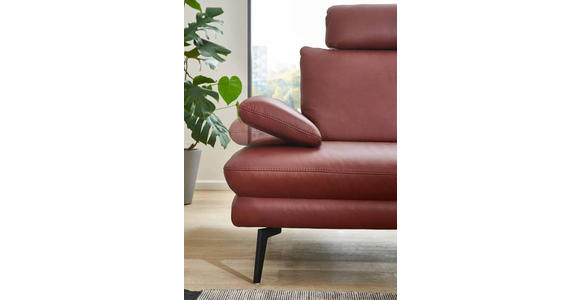 ECKSOFA in Echtleder Dunkelrot - Schwarz/Dunkelrot, Design, Leder/Metall (310/180cm) - Dieter Knoll