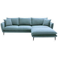 ECKSOFA Blaugrau Webstoff  - Blaugrau/Schwarz, KONVENTIONELL, Textil/Metall (304/196cm) - Hom`in