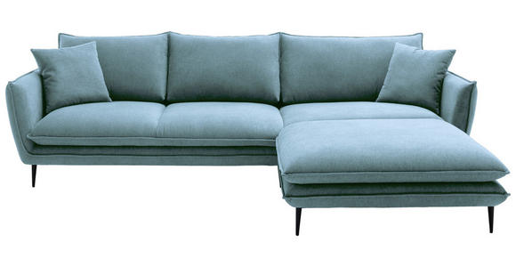 ECKSOFA  in Webstoff Blaugrau  304/196 cm  - Blaugrau/Schwarz, KONVENTIONELL, Textil/Metall (304/196cm) - Hom`in