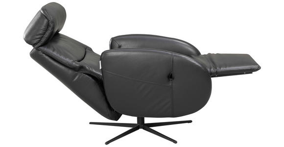 RELAXSESSEL Itala Echtleder Relaxfunktion, Kopfteilverstellung, Rücken echt    - Schwarz, Design, Leder (71/110/80cm) - Novel
