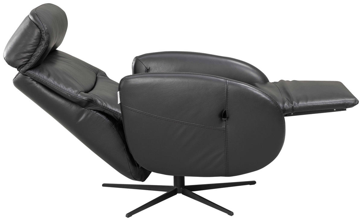 RELAXSESSEL Itala Echtleder Relaxfunktion, Kopfteilverstellung, Rücken echt    - Schwarz, Design, Leder (71/110/80cm) - Novel