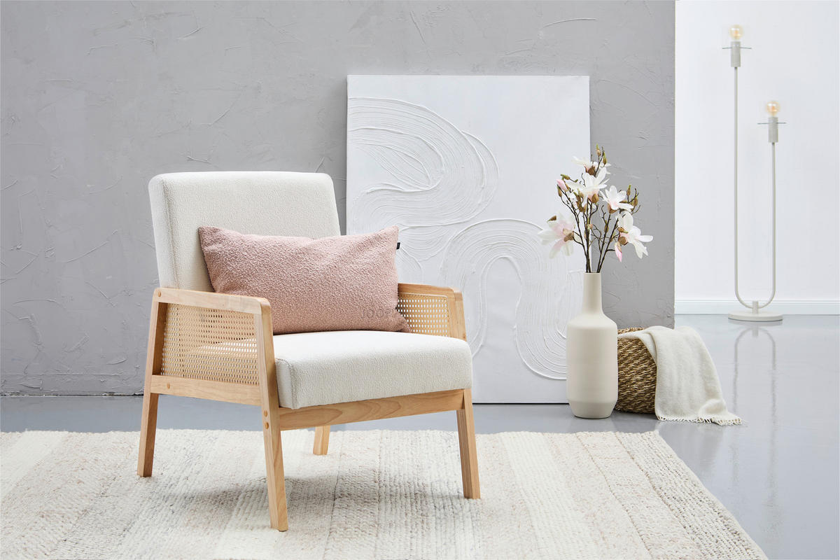 RATTANSESSEL Weiß  - Naturfarben/Weiß, Trend, Holz/Kunststoff (68/85/77,5cm) - Livetastic