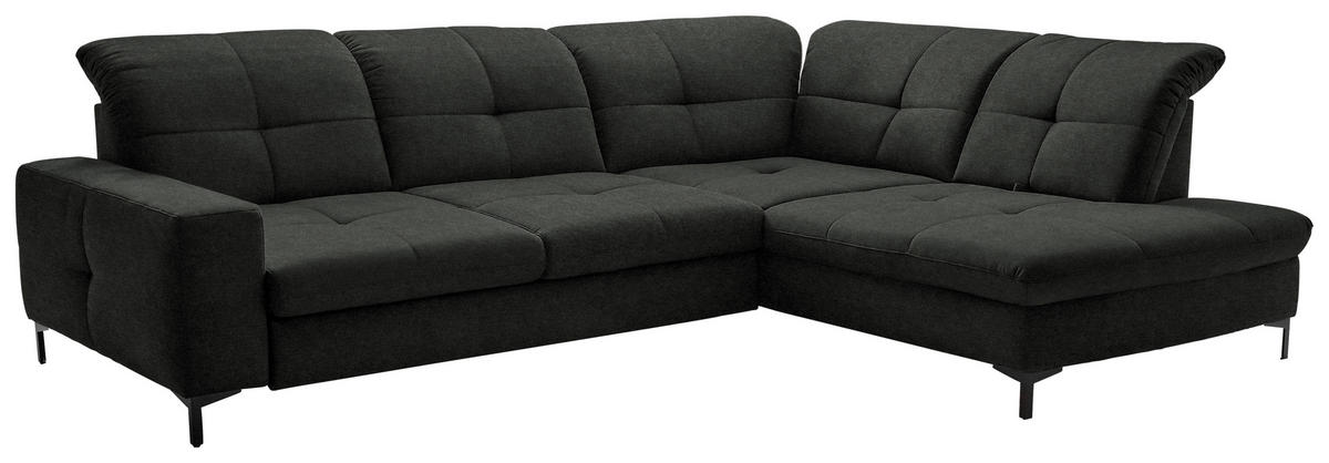 ECKSOFA in Chenille Anthrazit  - Anthrazit/Schwarz, Design, Textil/Metall (310/240cm) - Xora