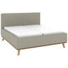 POLSTERBETT 180/200 cm,  in Hellgrau, Matratze, Lattenrost, Bettkasten, H2 + H2 = mittel  - Eichefarben/Hellgrau, Design, Holz/Textil (180/200cm) - Musterring