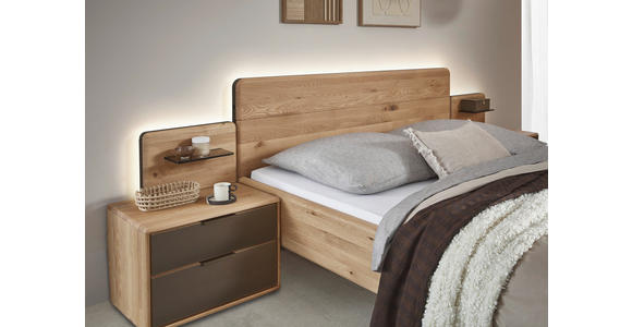 NACHTSCHRANK 65/44/44,2 cm Wildeiche massiv  - Wildeiche/Schwarz, Natur, Glas/Holz (65/44/44,2cm) - Valnatura