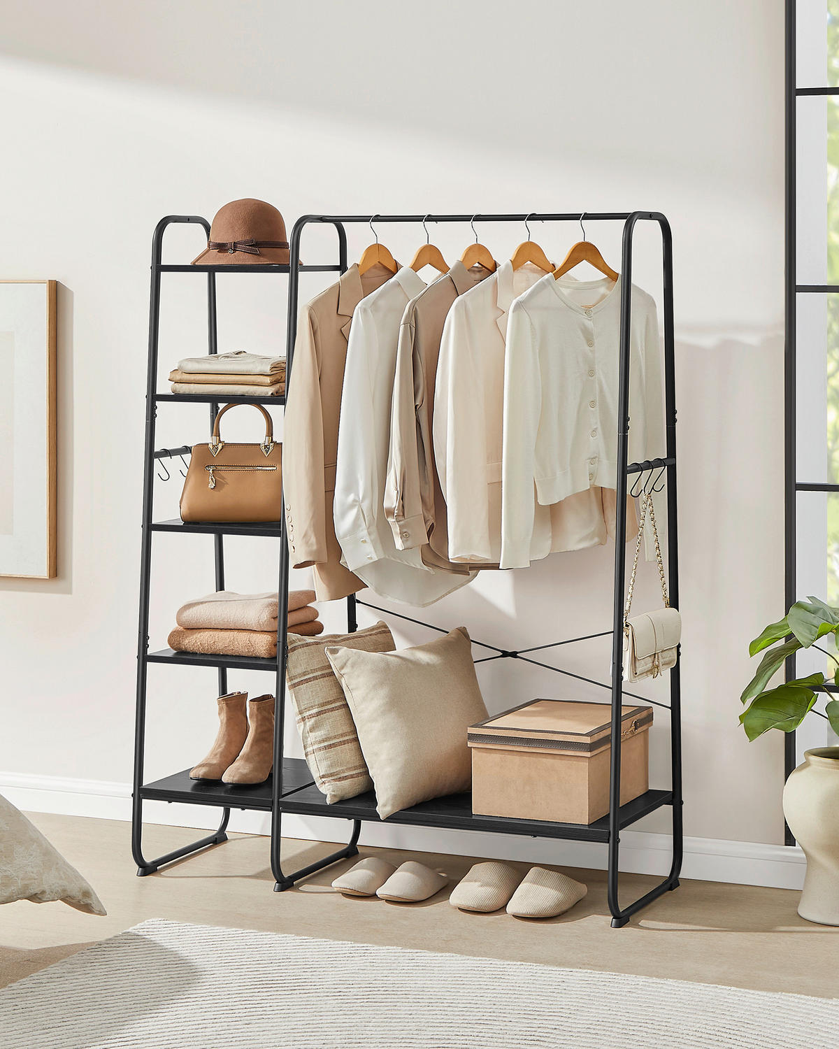 ŠATNÍ SKŘÍŇ, černá, 120/160/45 cm - černá, Basics, kov/kompozitní dřevo (120/160/45cm)