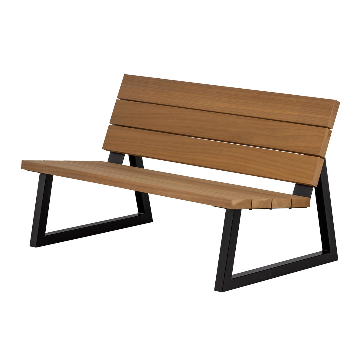 GARTENBANK 138/78/82 cm Abachi   - Schwarz/Naturfarben, MODERN, Holz/Metall (138/78/82cm) - Livetastic